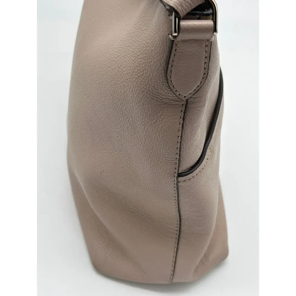 Kate Spade Bailey Pebbled Leather Shoulder Hobo Bag Neutral Purse Front Pockets